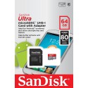 SanDisk Ultra 64GB microSDXC UHS-I Card with Adapter,